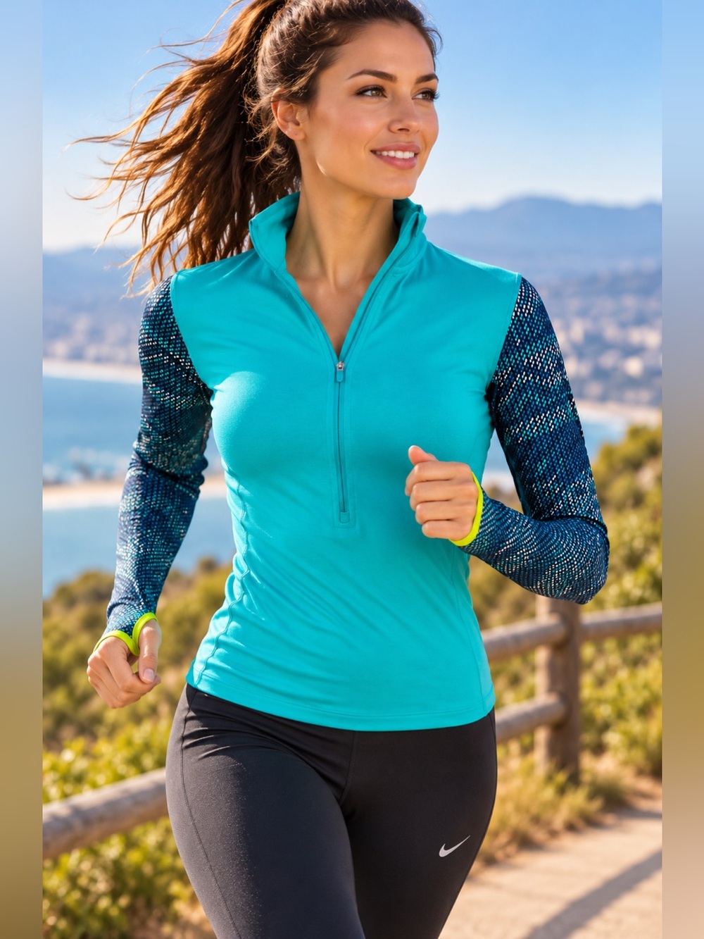 Nike Pro Dri-FIT Teal Space Dye 1/4 Zip Running Top Women’s Small